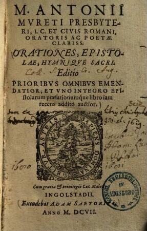 Orationes, epistolae, hymnique sacri