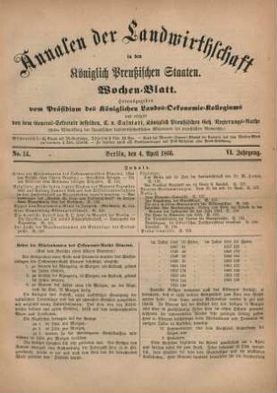 No. 14. Berlin, den 4. April 1866. VI. Jahrgang.