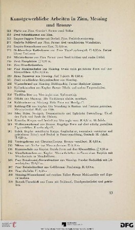 Kunstgewerbliche Arbeiten in Zinn, Messing und Bronze (Nr. 238-342)
