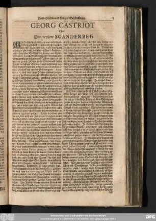 Georg Castriot Oder Der tapffere Scanderbeg.