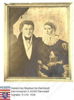 Liebig, Johann Georg (1775-1850) / Porträt mit Ehefrau Marie Karoline geb. Fuchs, adoptierte Möser (1781-1855) und Tochter Luise