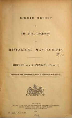 Report. 8. 1881, Part 1