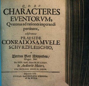 Characteres Eventorvm, Qvatenus ad rationes imperandi pertinent