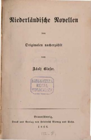 Niederländische Novellen den Originalen nacherzählt
