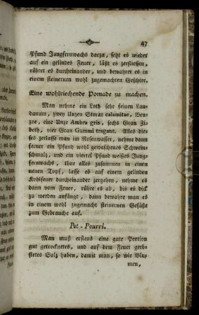Eine wohlriechende Pomade zu machen.