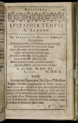Epitaphia Templi S. Albani.