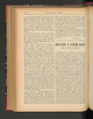 Angleterre & Extrême-Orient. Relations Économiques.