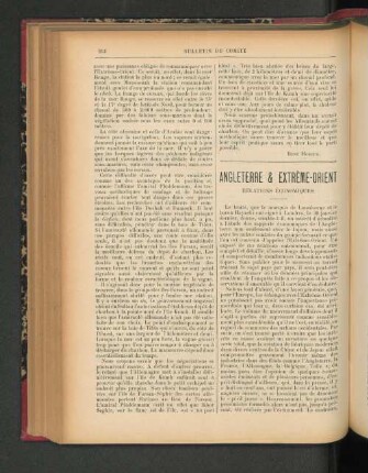 Angleterre & Extrême-Orient. Relations Économiques.