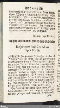 Responsum iuris secundum super Feudis