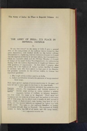 The Army of India: It's Place in Imperial Defence.