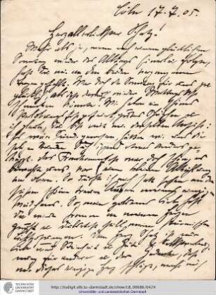Brief vom 17.07.1905