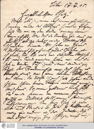 Brief vom 17.07.1905