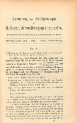 Achtundzwanzigster Band. 1907. Elfte u. zwölfte Lieferung. - Nr. 49. - Nr. 58.