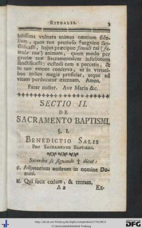 Sectio II. De Sacramento Baptismi.