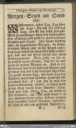 Morgen-Segen am Sonntage