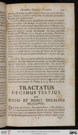 Tractatus decimus tertius. De sexto et nono decalogi praecepto