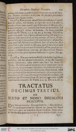 Tractatus decimus tertius. De sexto et nono decalogi praecepto