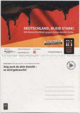 Werbepostkarte der Kampagne: Gesicht zeigen