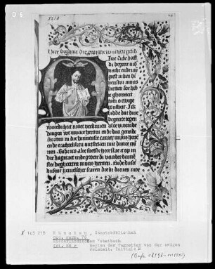 Niederländisches Gebetbuch — Initiale M mit Christus, Folio 88recto