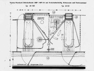 Neuma-Standard-Abferkelbucht DBP 1 607 119 mit Ferkelschutzkäfig, Klimaraum und Futterautomat Typ B 100 u. Typ B 60