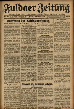 Ausgabe vom Freitag, den 01. September 1933.