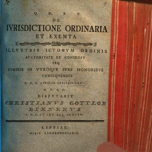 De iurisdictione ordinaria et exemta