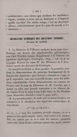 Résolution numérique des équations trinomes.