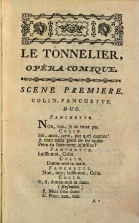Le Tonnelier : Opéra Comique, Meslée D'Ariettes