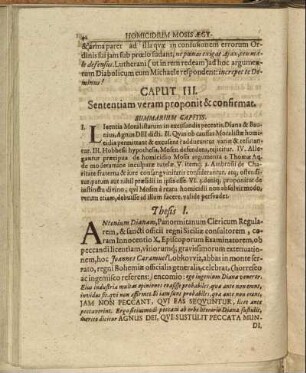 Caput III. Sententiam veram proponit & confirmate.