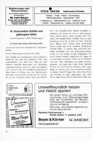 III. Gestrandete Schiffe und geborgene Güter : (Fortsetzung aus 2/1975, Mitteilungen)