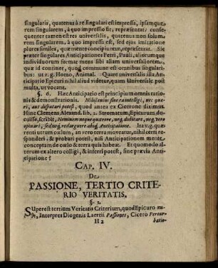 Cap. IV. De Passione, Tertio Criterio Veritatis.