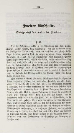 Zweiter Abschnitt. Gleichgewicht des materiellen Punktes.