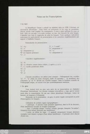 Notes sur les Transcriptions