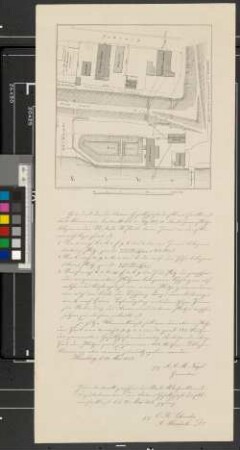 Grundriß der, der neuen Actien Gesellschaft der Elbwasserkunst laut Kämmerei Contract d. d. 5. Aug. 1807 etc. überlassenen Plätze belegen in der Vorstadt St. Pauli beim Jonas an der Elbe ...