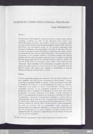 European Union Educational Programs Selda Önderoğlu
