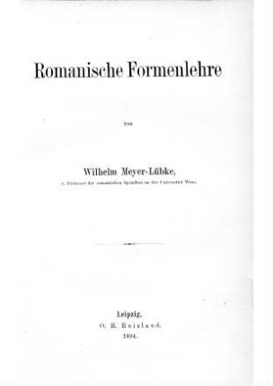 2: Romanische Formenlehre