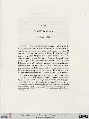 VIII. Traité d’Arras. 23 décembre 1482