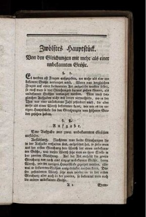 Zwölftes Hauptstück. Von den Gleichungen mit mehr als einer unbekannten Größe.