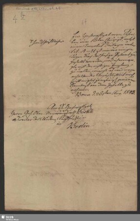 4b(9): Briefentwurf Schlegels an A. Boeckh; dat. Bonn, 26.08.1843.