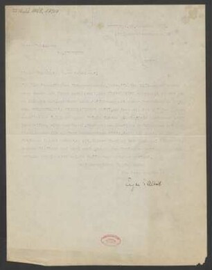 Brief an Ludwig Strecker  und B. Schott's Söhne : 25.10.1918
