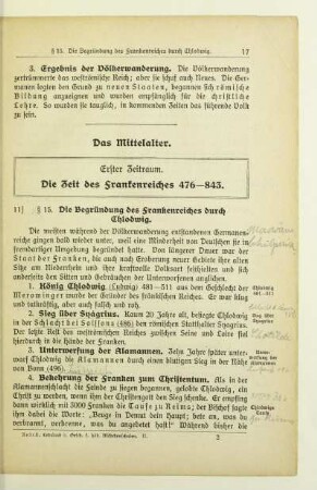 Erster Zeitraum. Die Zeit des Frankenreiches 476-843