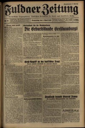 Ausgabe vom Donnerstag, den 01. April 1937.