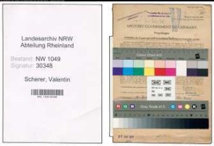 Entnazifizierung Valentin Scherer , geb. 12.04.1884 (Lokfuehrer)