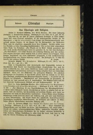 Aus Theologie und Religion