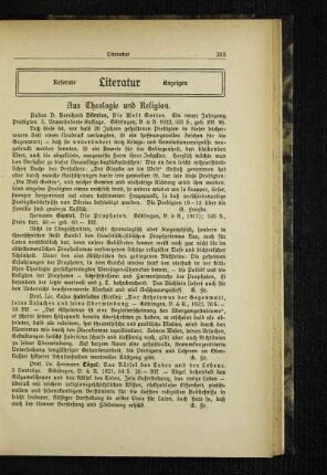 Aus Theologie und Religion