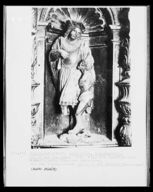 Altar der Heiligen Anna, Detail Hauptgeschoss: Heiliger mit Bettler (Homobonus)