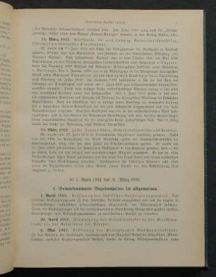 b) 1. April 1922 bis 31. März 1923.