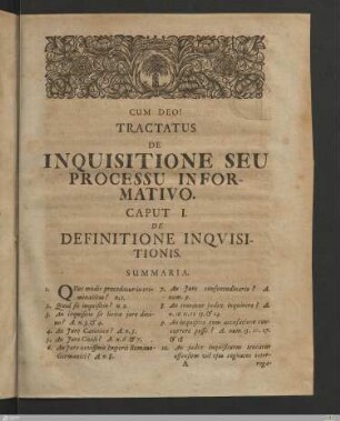 Caput I. De Definitione Inquisitionis.