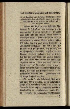 §. 26. Anzeichen und äusserliche Ahndungen, deren philosophische Begreiflichkeit für schwer oder unmöglich gehalten wird, und die als ausserordentliche angegeben werden.