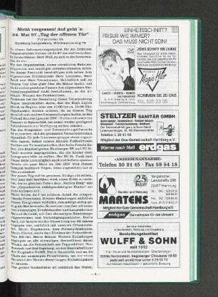 Nicht vergessen! Auf geht's: 24.Mai 97 "Tag der offenen Tür" Polizeirevier 34 Hamburg-Langenhorn, Wördenmoorweg 78